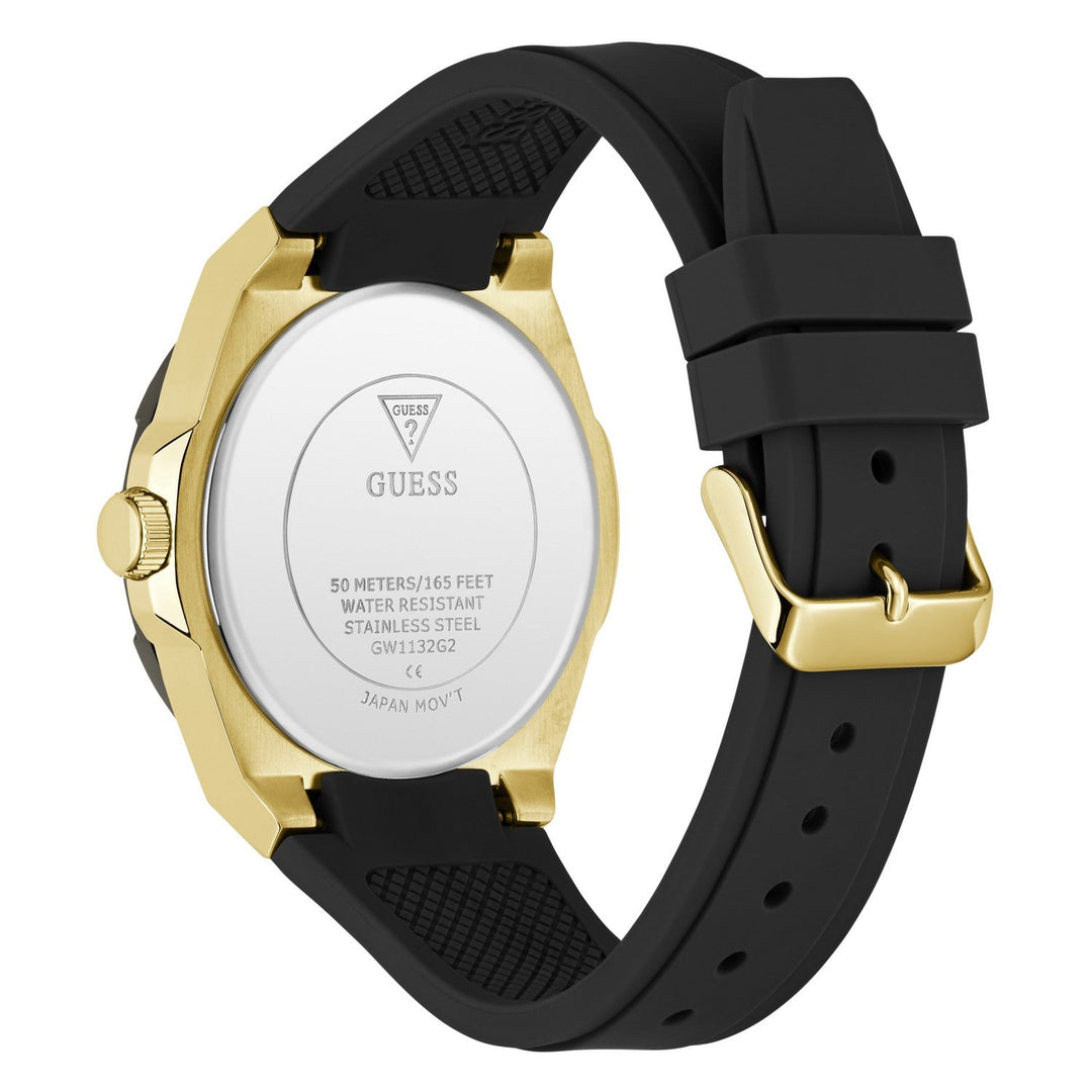 Guess Mens Carver Black Sunray Dial Black Silicone Strap Watch GW1132G2