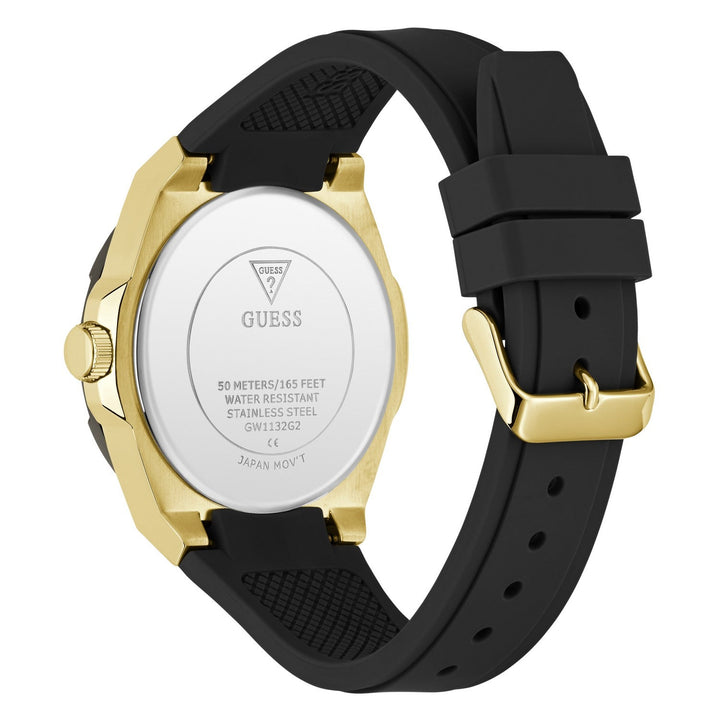 Guess Mens Carver Black Sunray Dial Black Silicone Strap Watch GW1132G2