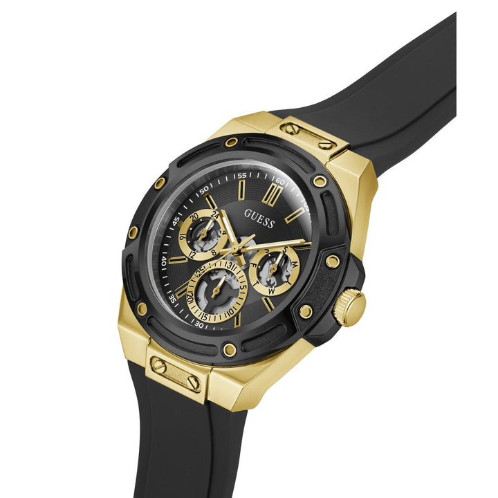 Guess Mens Carver Black Sunray Dial Black Silicone Strap Watch GW1132G2