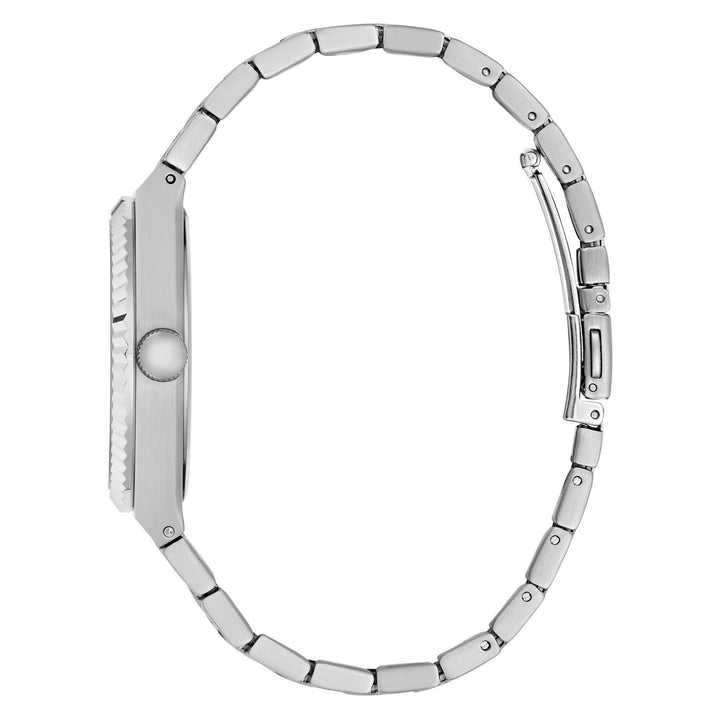 Guess Mens Vincent Blue Sunray Dial Silver-Tone Stainless Steel Bracelet Watch GW1153G1