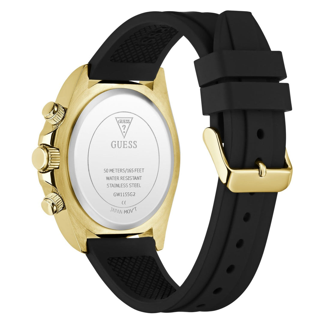 Guess Mens Arthur Black Sunray Dial Black Silicone Strap Watch GW1155G2