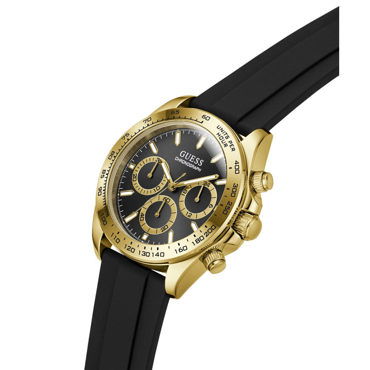 Guess Mens Arthur Black Sunray Dial Black Silicone Strap Watch GW1155G2