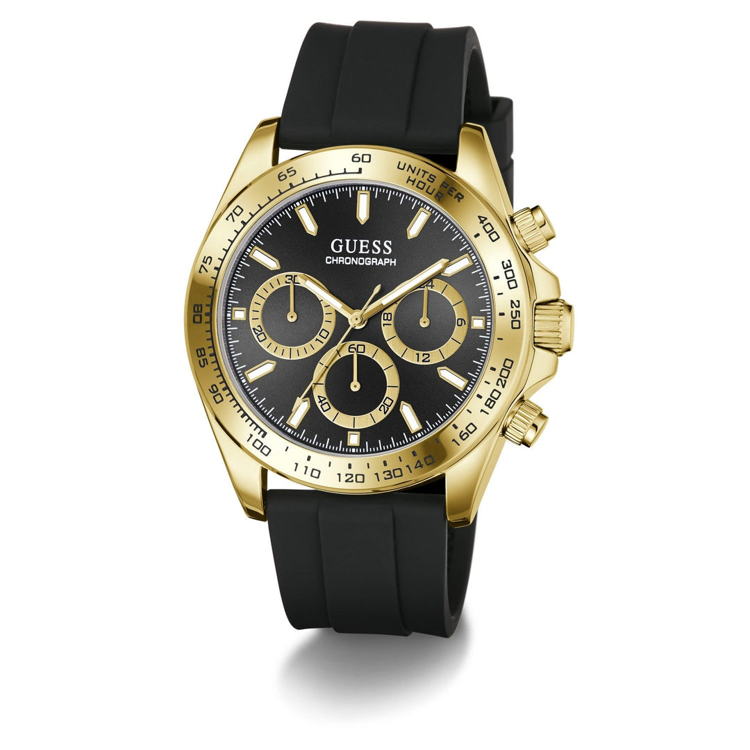 Guess Mens Arthur Black Sunray Dial Black Silicone Strap Watch GW1155G2