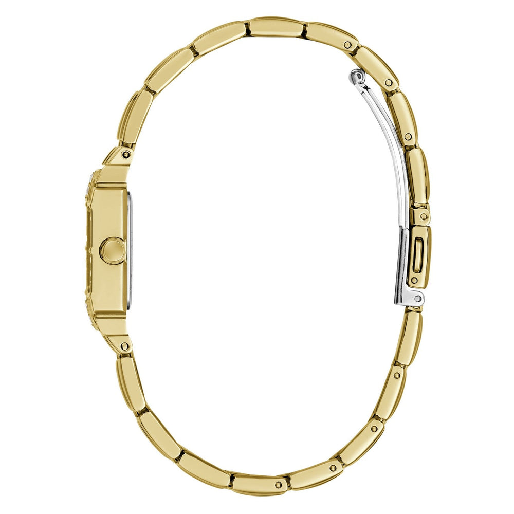 Guess Womens Taylor White Sunray Dial Gold-Tone Stainless Steel Bracelet Watch GW1157L2