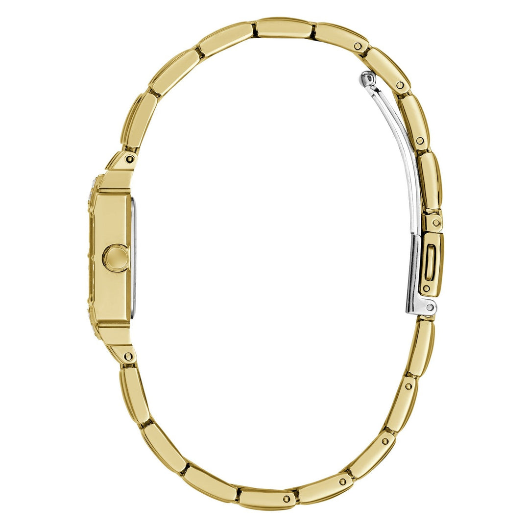 Guess Womens Taylor White Sunray Dial Gold-Tone Stainless Steel Bracelet Watch GW1157L2
