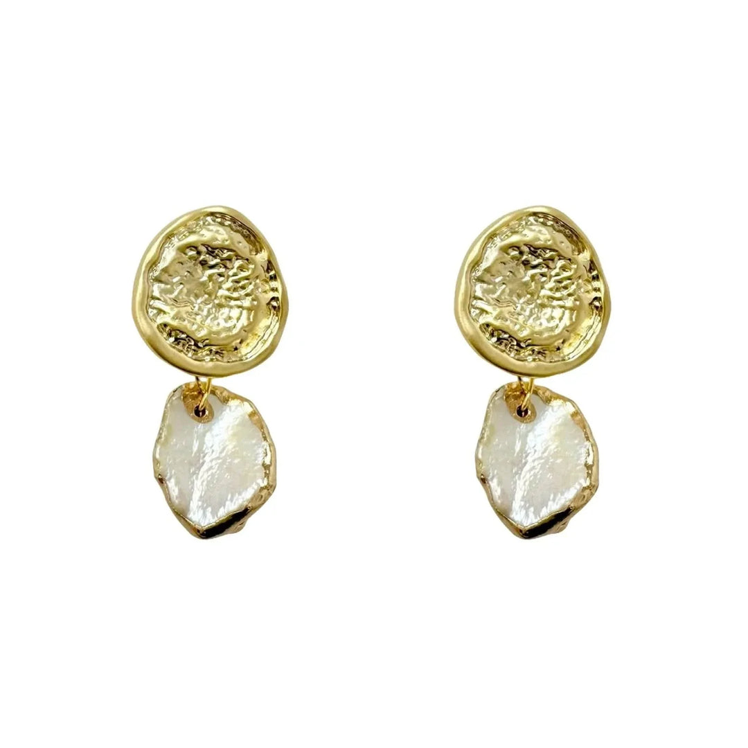 Gold Stud Pearl Drop Earrings
