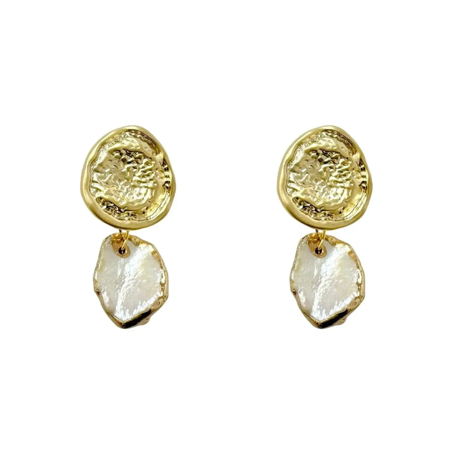 Gold Stud Pearl Drop Earrings