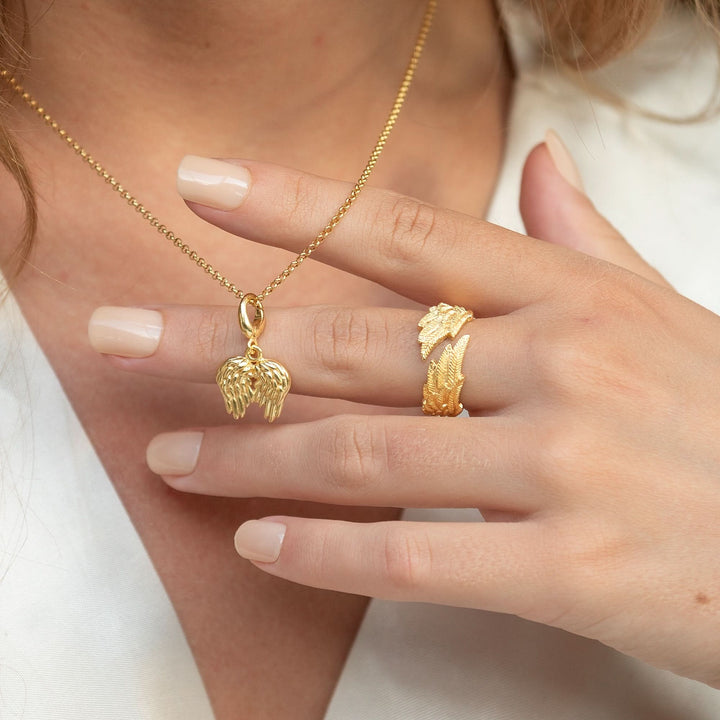 Gold Plated Angel Wing Hug Ring RGAWING