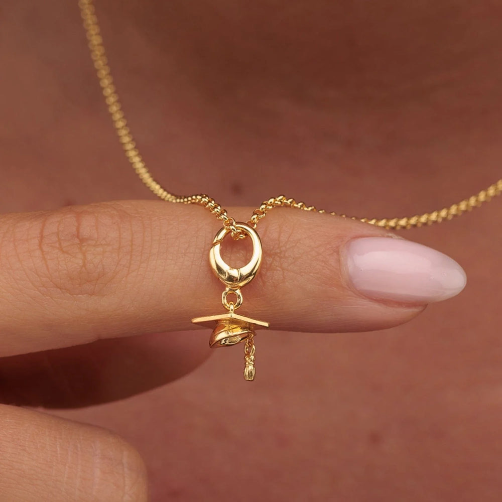 Gold Graduation Hat Necklace CNGGHT-1