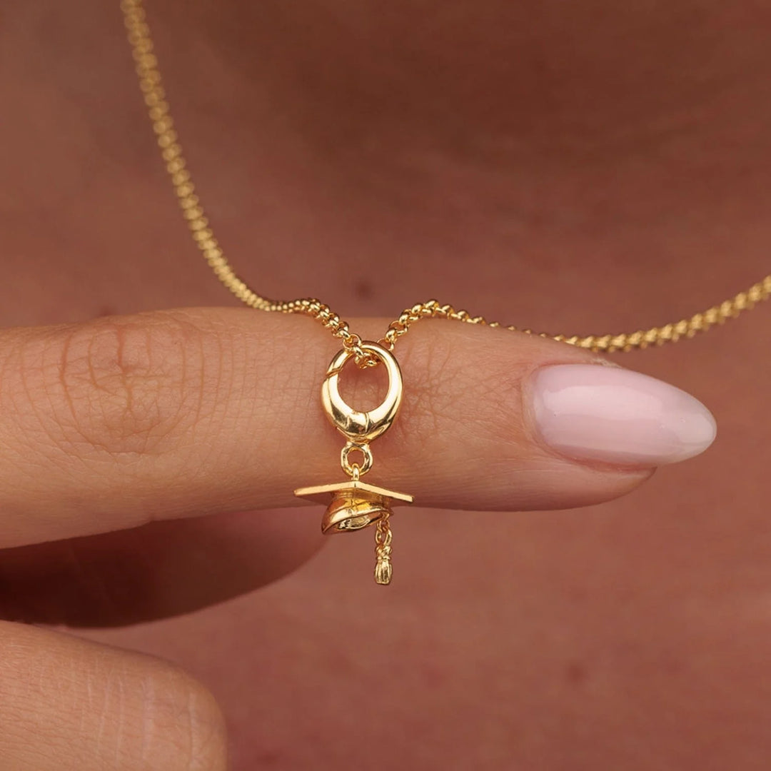 Gold Graduation Hat Necklace CNGGHT-1