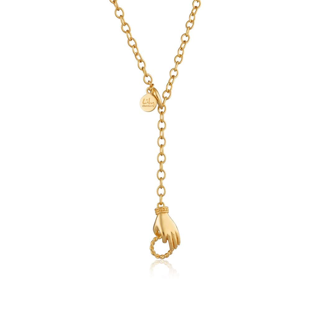 Gold In Safe Hands Charm Collector Necklace CHCGSFHD