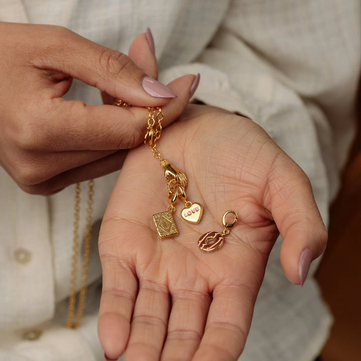Gold In Safe Hands Charm Collector Necklace CHCGSFHD