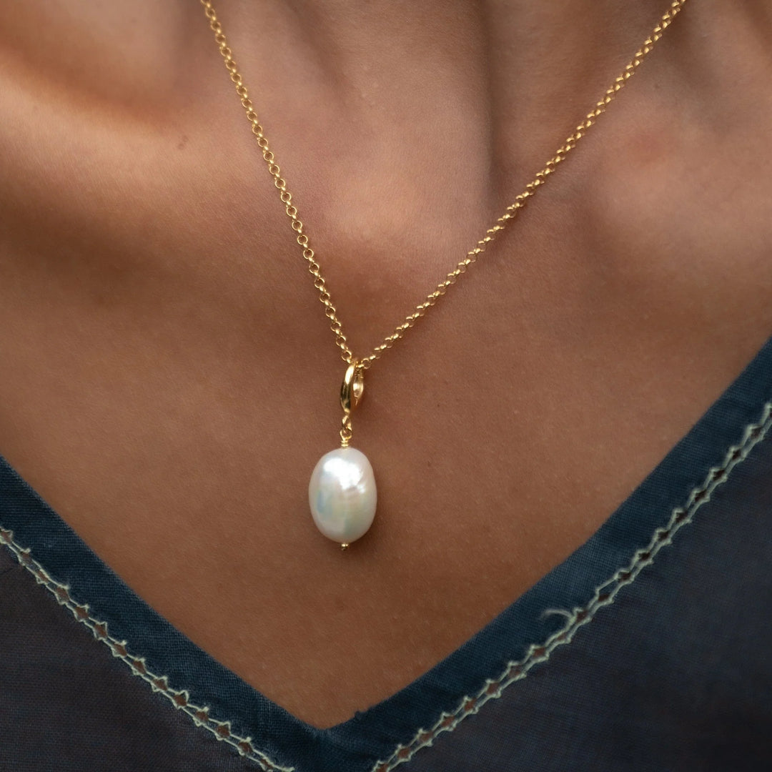 Gold Plated Baroque Pearl Necklace CNGBPL-1