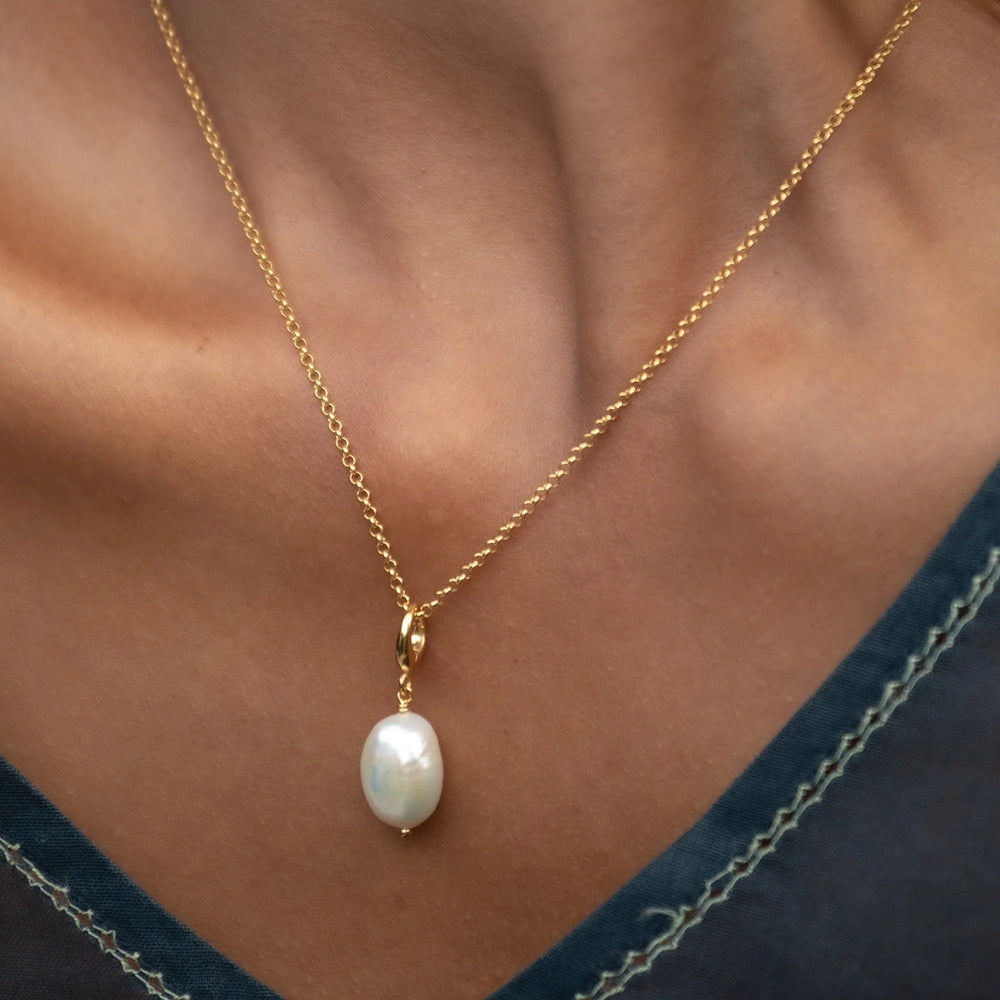 Gold Plated Baroque Pearl Necklace CNGBPL-1