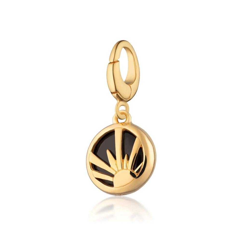 Gold Plated Black Onyx Healing Protection Stone Charm CGHSBO