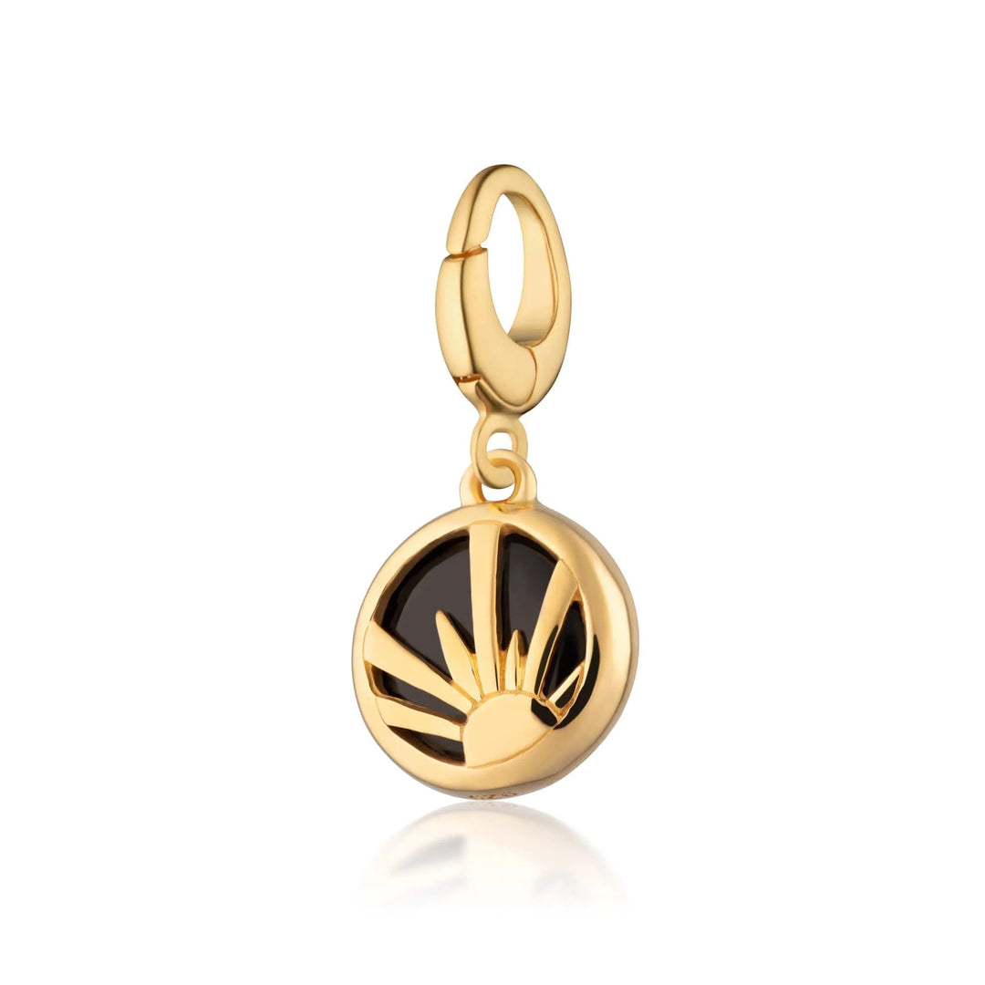 Gold Plated Black Onyx Healing Protection Stone Charm CGHSBO
