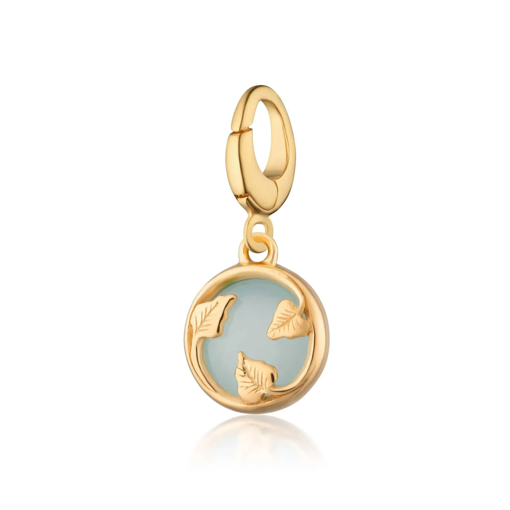 Gold Plated Blue Agate Healing Confidence Stone Charm CGHSBA
