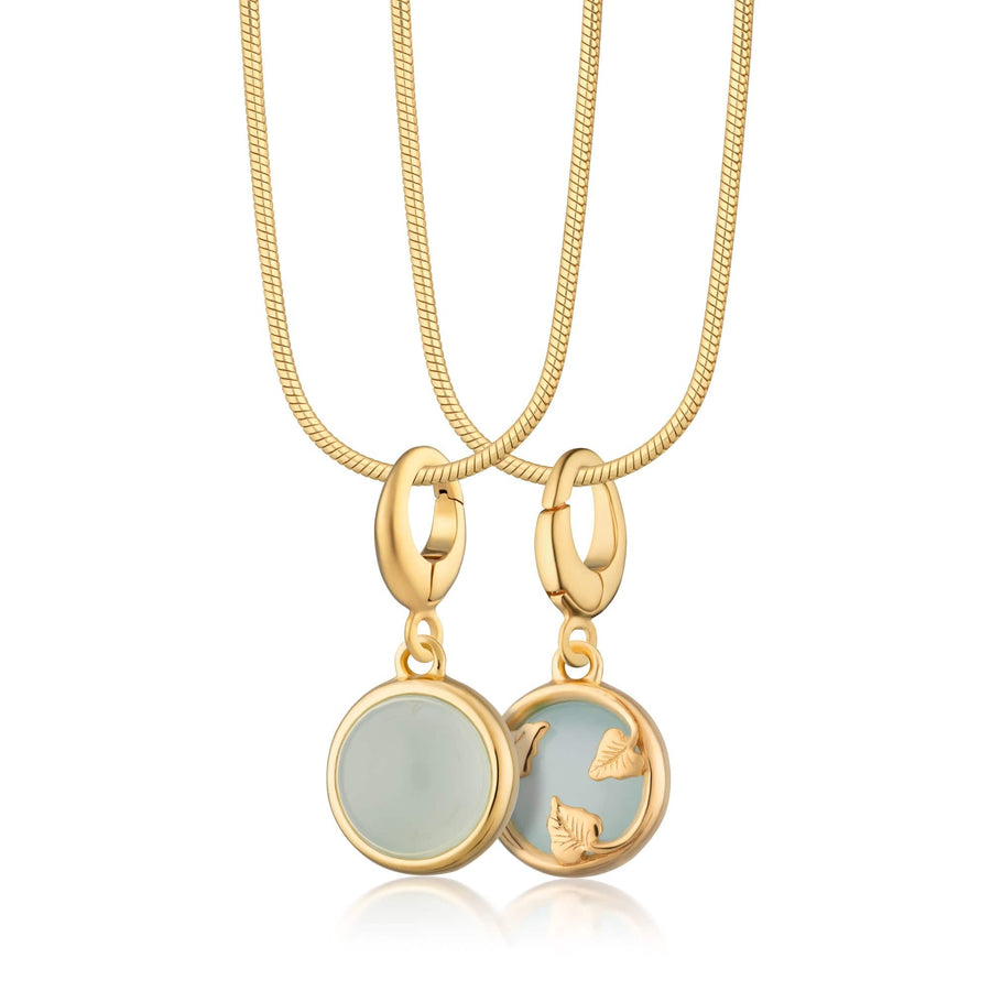 Gold Plated Blue Agate Healing Confidence Stone Necklace CNGHSBA-SNAKE-1