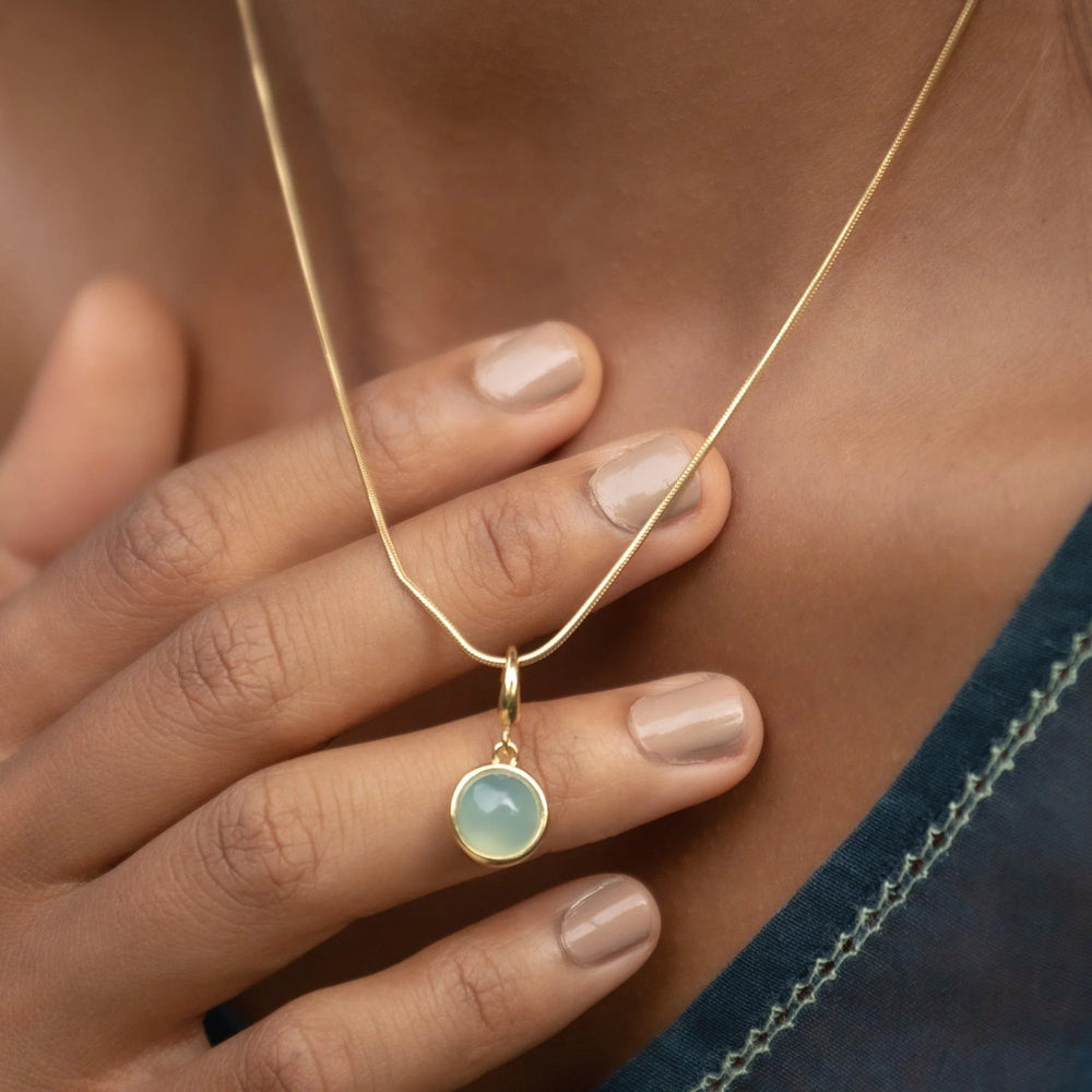 Gold Plated Blue Agate Healing Confidence Stone Necklace CNGHSBA-SNAKE-1