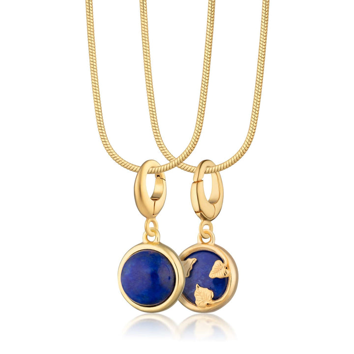 Gold Plated Blue Lapis Healing Wisdom Stone Necklace CGHSBL-SNAKE-1