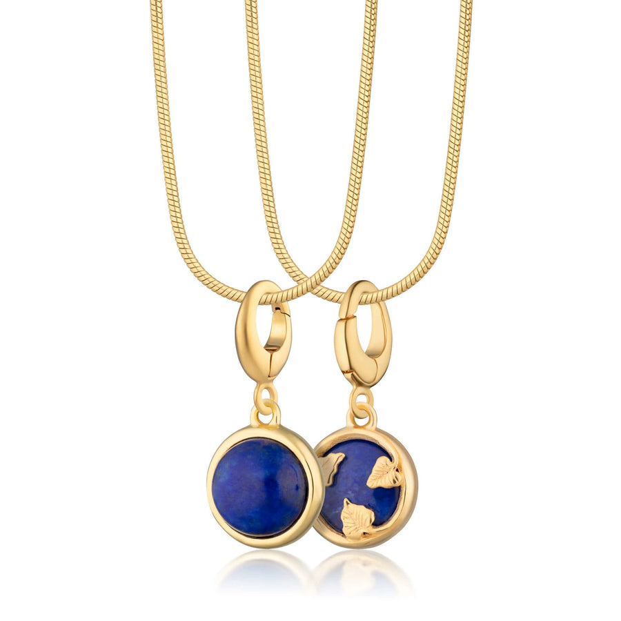 Gold Plated Blue Lapis Healing Wisdom Stone Necklace CGHSBL-SNAKE-1
