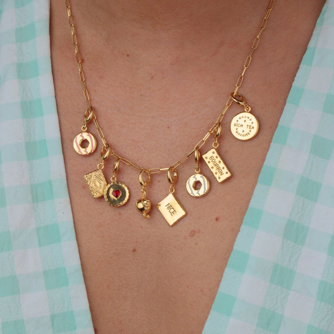 Gold Plated Bourbon Biscuit Charm CGBON