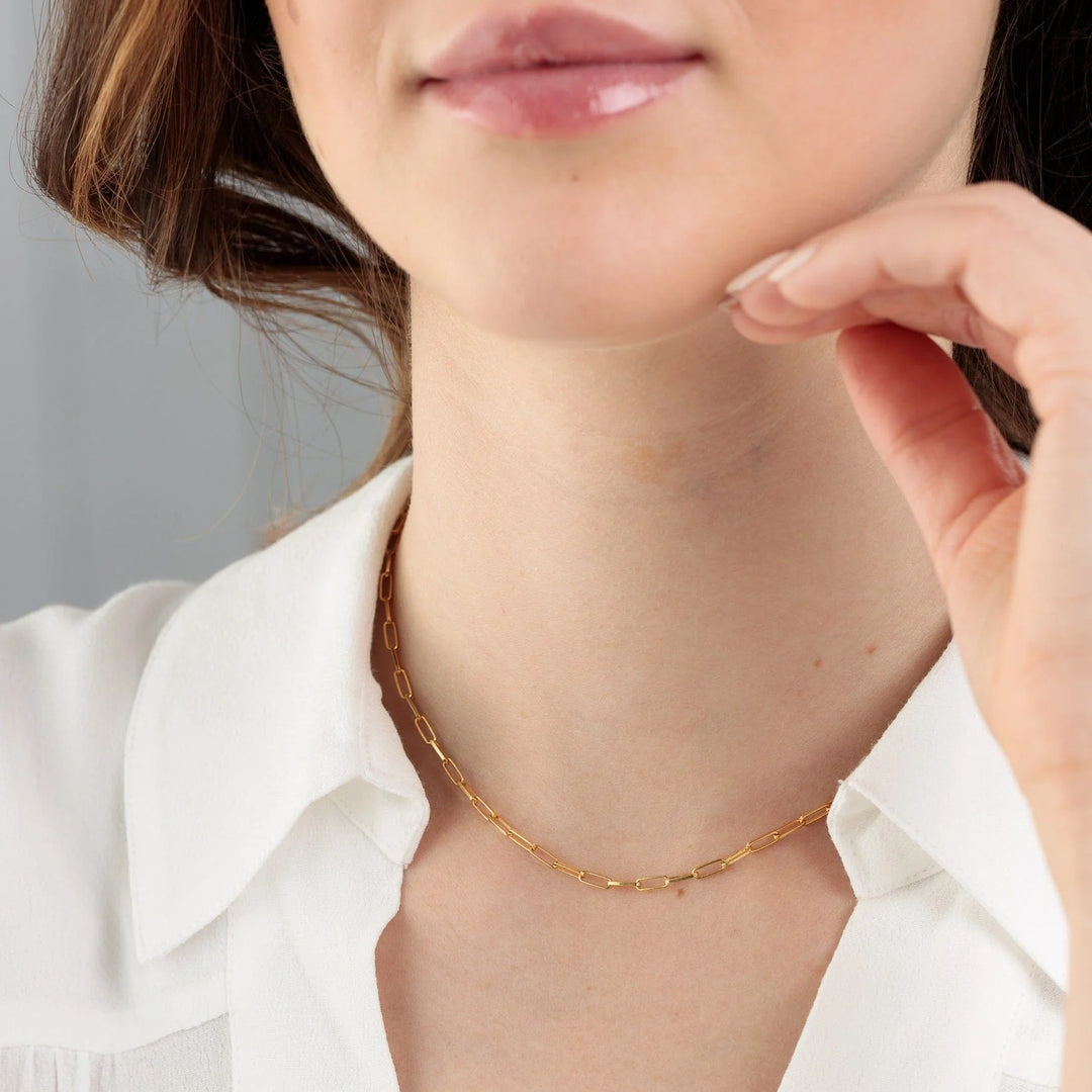 Gold Plated Box Link Chain Necklace CHGBL