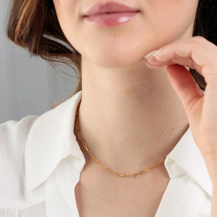 Gold Plated Box Link Chain Necklace CHGBL