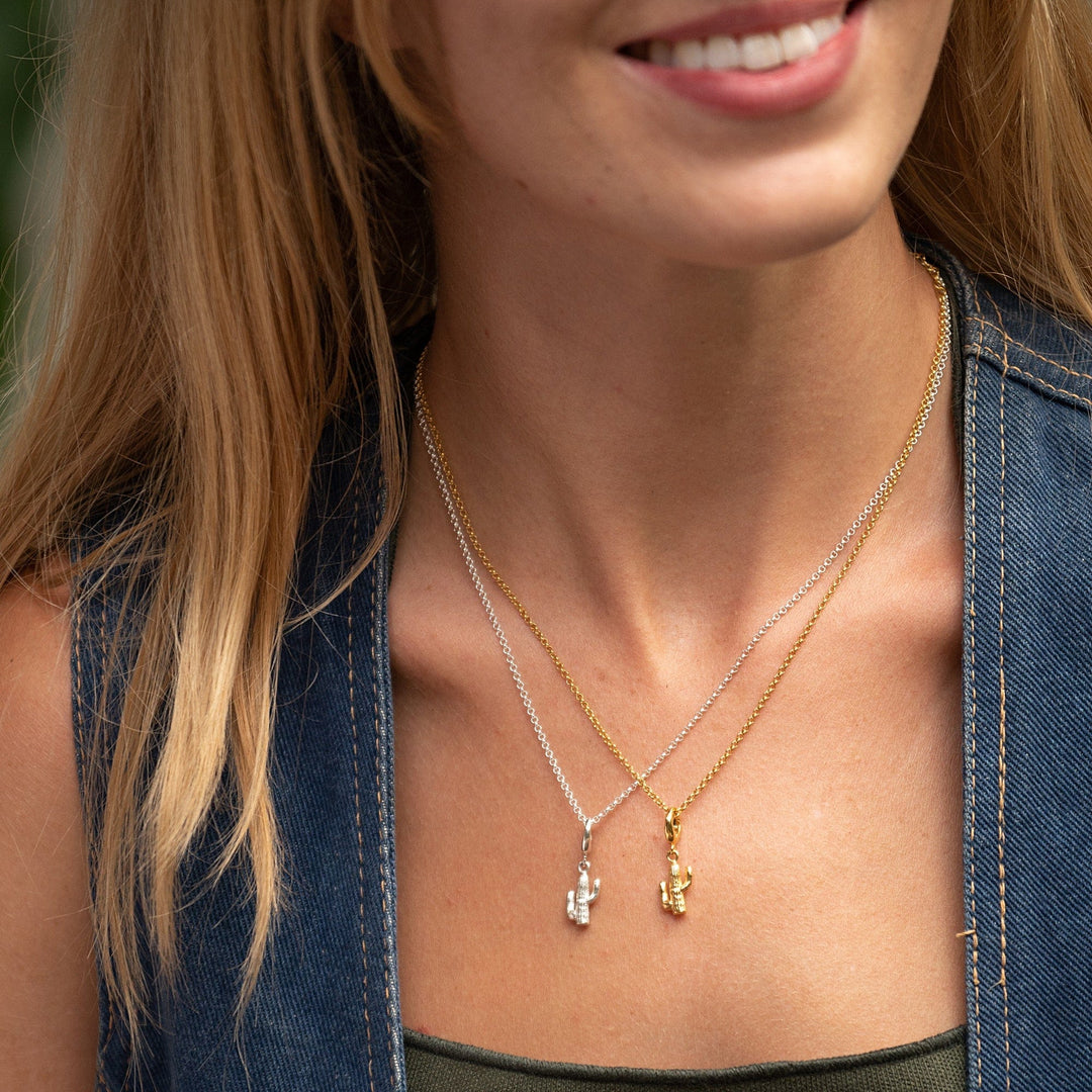 Gold Plated Cactus Necklace CNGCAC-1