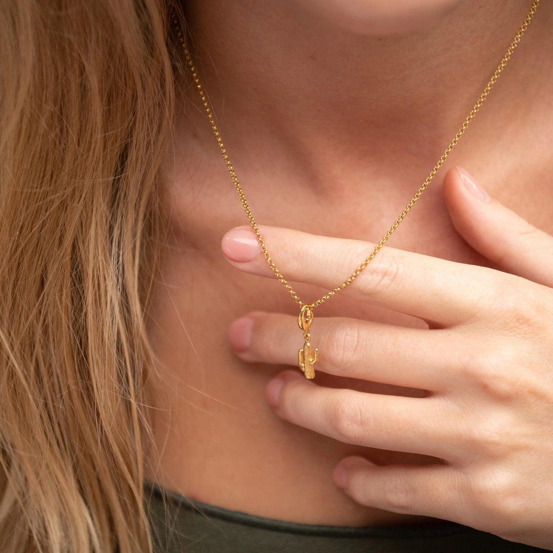Gold Plated Cactus Necklace CNGCAC-1