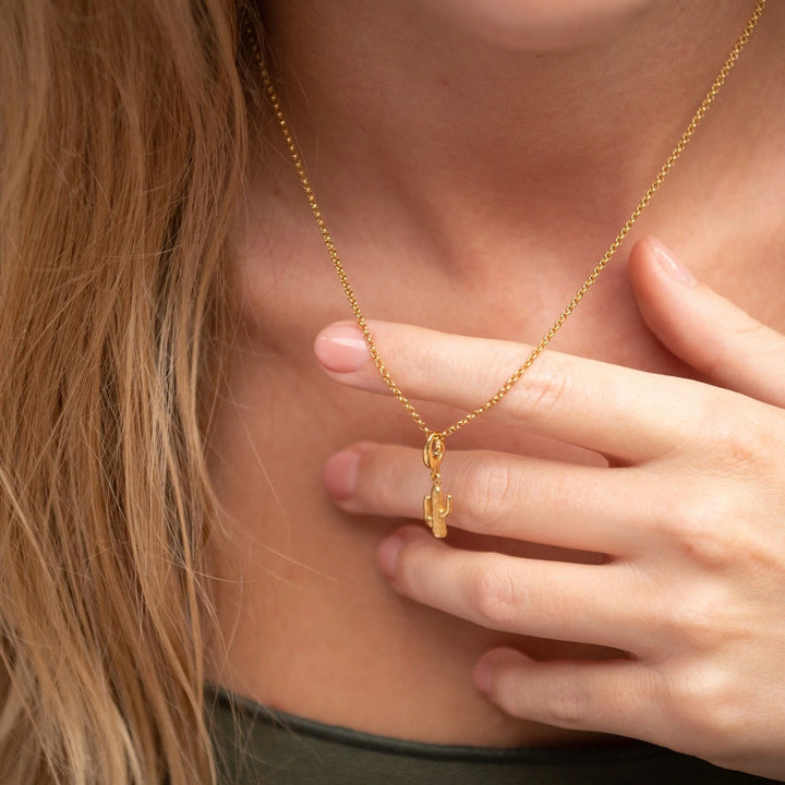 Gold Plated Cactus Necklace CNGCAC-1