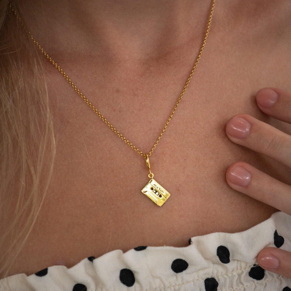 Gold Plated Cassette Tape Necklace CNGTAPE-1