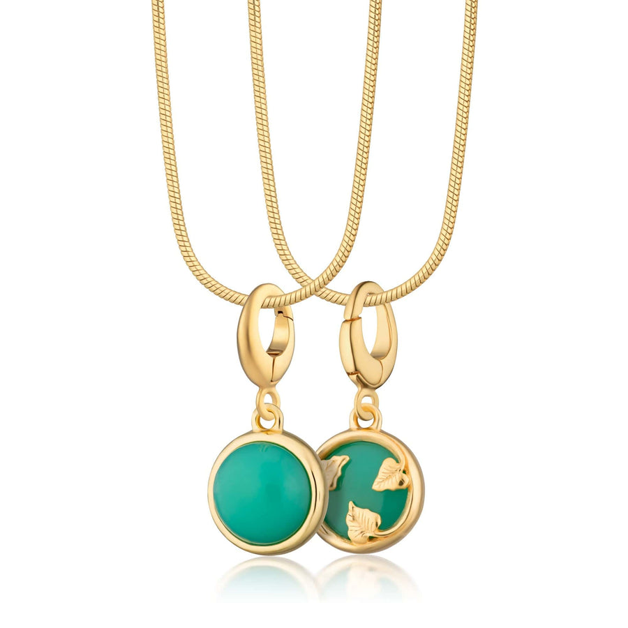 Gold Plated Chrysoprase Healing Happiness Stone Necklace CNGHSCY-SNAKE-1