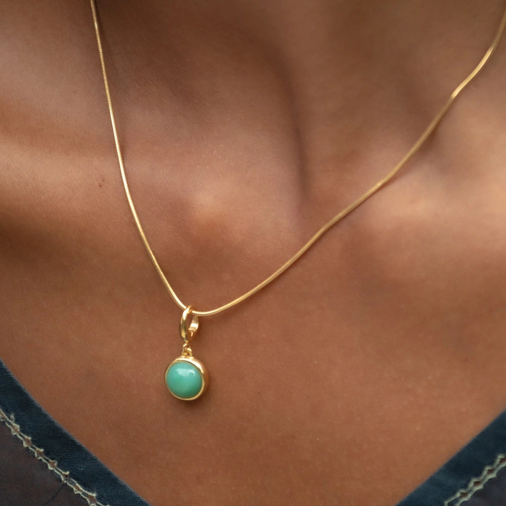 Gold Plated Chrysoprase Healing Happiness Stone Necklace CNGHSCY-SNAKE-1