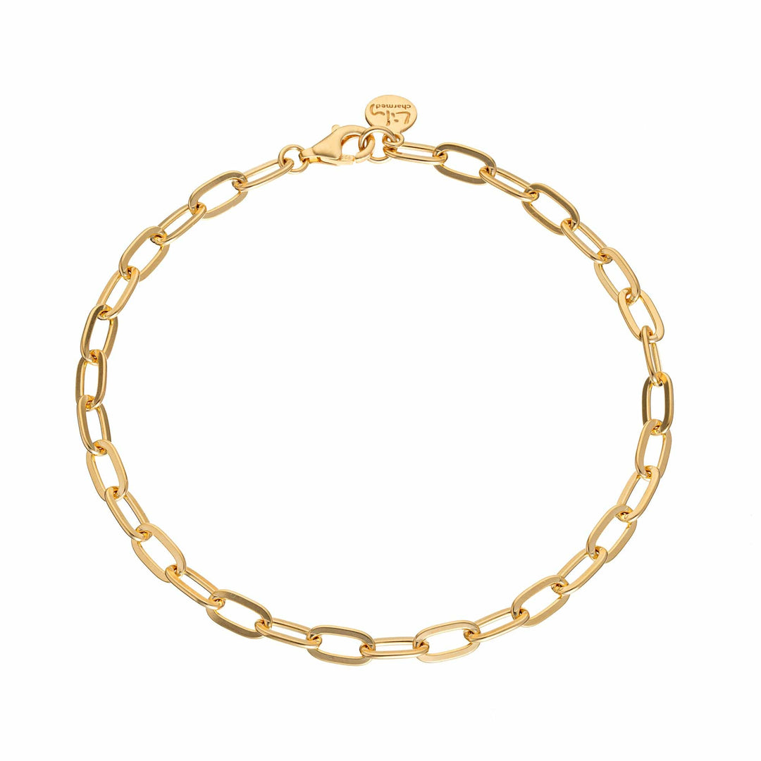 Gold Plated Chunky Oval Link Charm Bracelet CBRGCNKOV