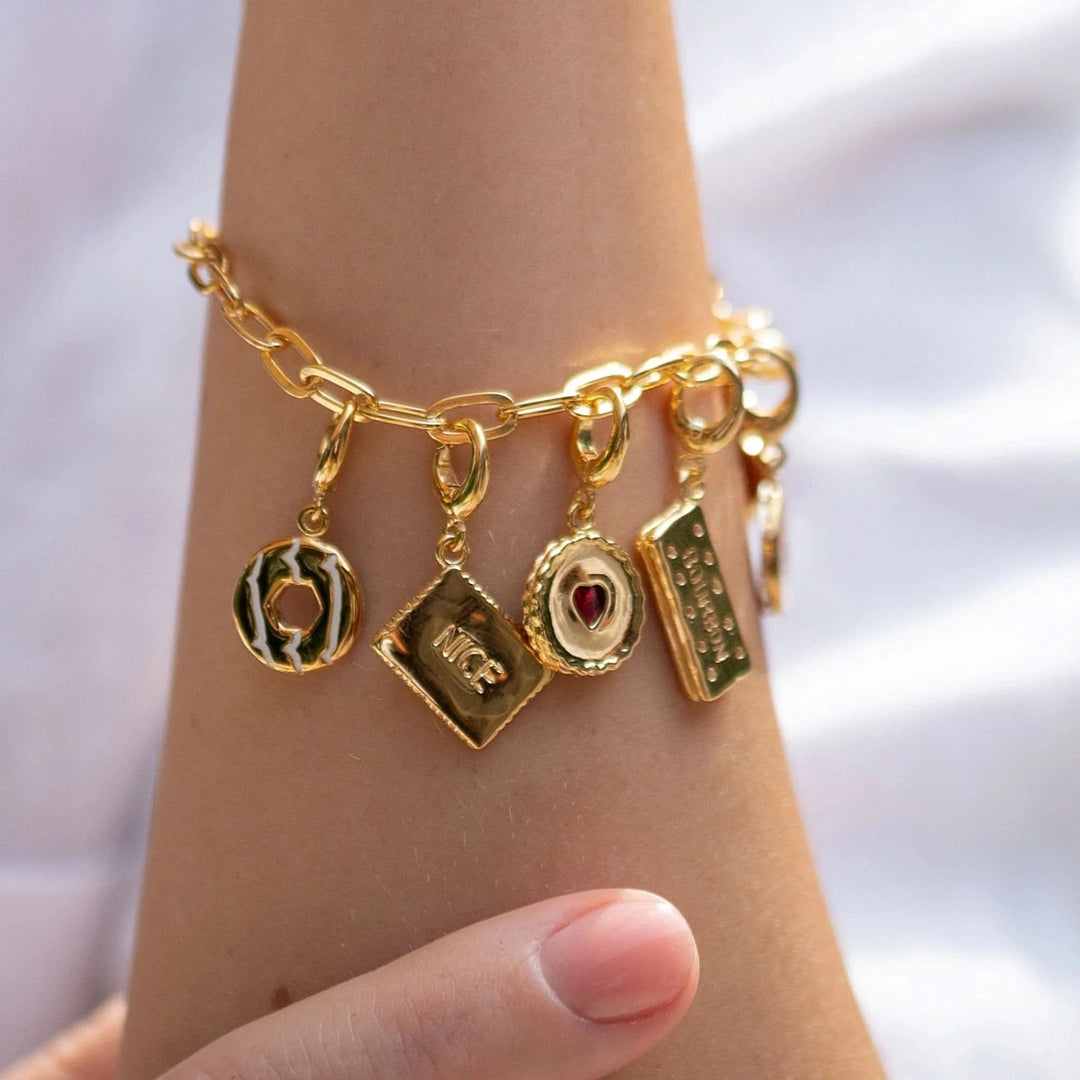 Gold Plated Chunky Oval Link Charm Bracelet CBRGCNKOV