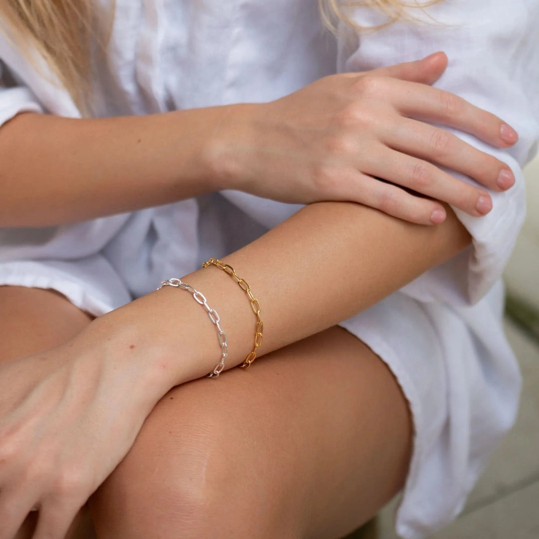 Gold Plated Chunky Oval Link Charm Bracelet CBRGCNKOV