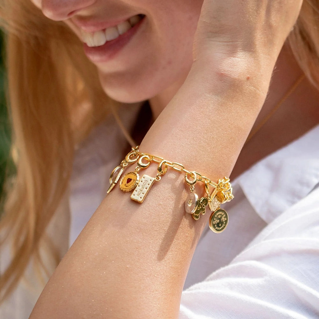 Gold Plated Chunky Oval Link Charm Bracelet CBRGCNKOV