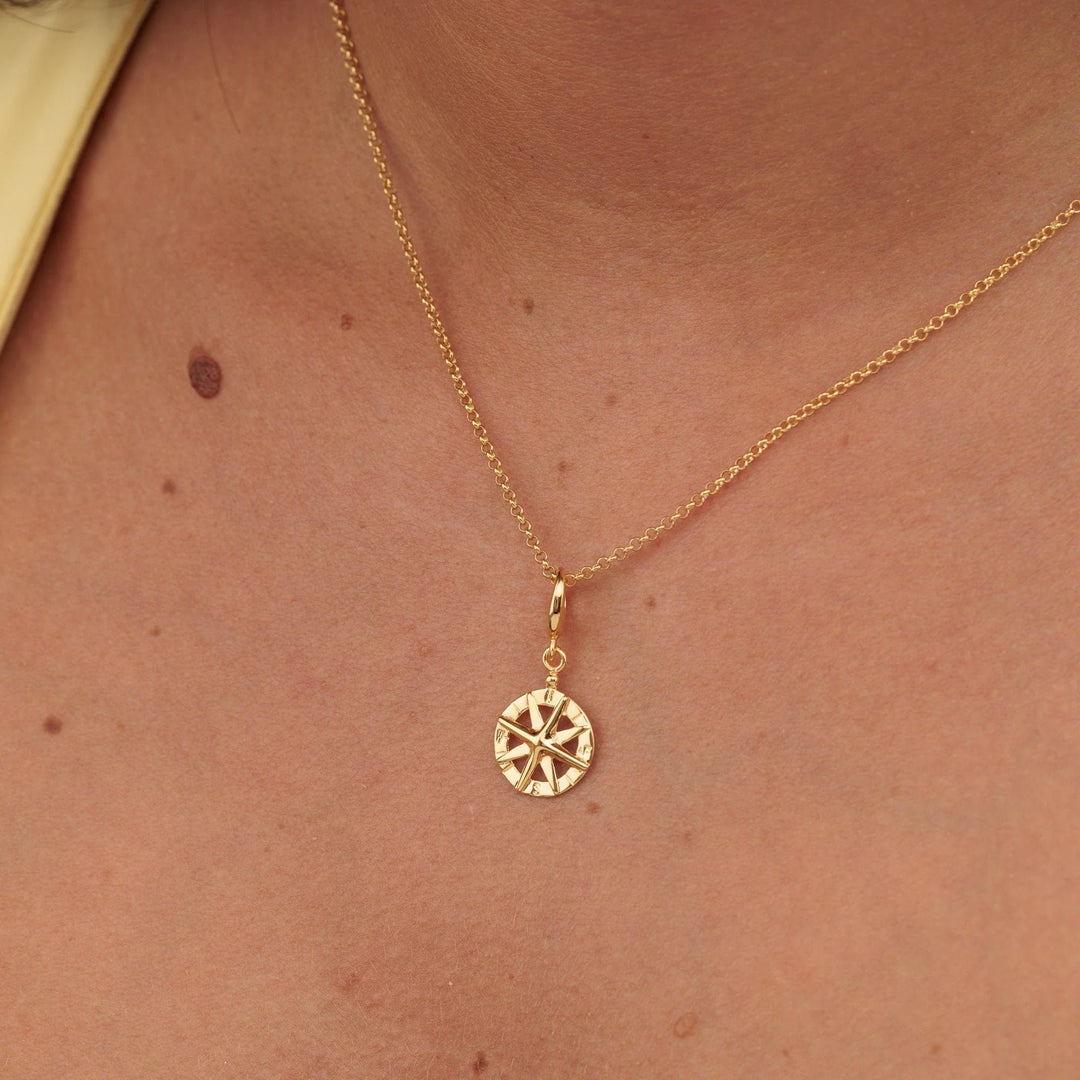 Gold Plated Compass Necklace CNGCP-1