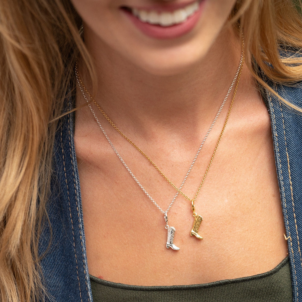 Gold Plated Cowboy Boot Necklace CNGCOBO-1