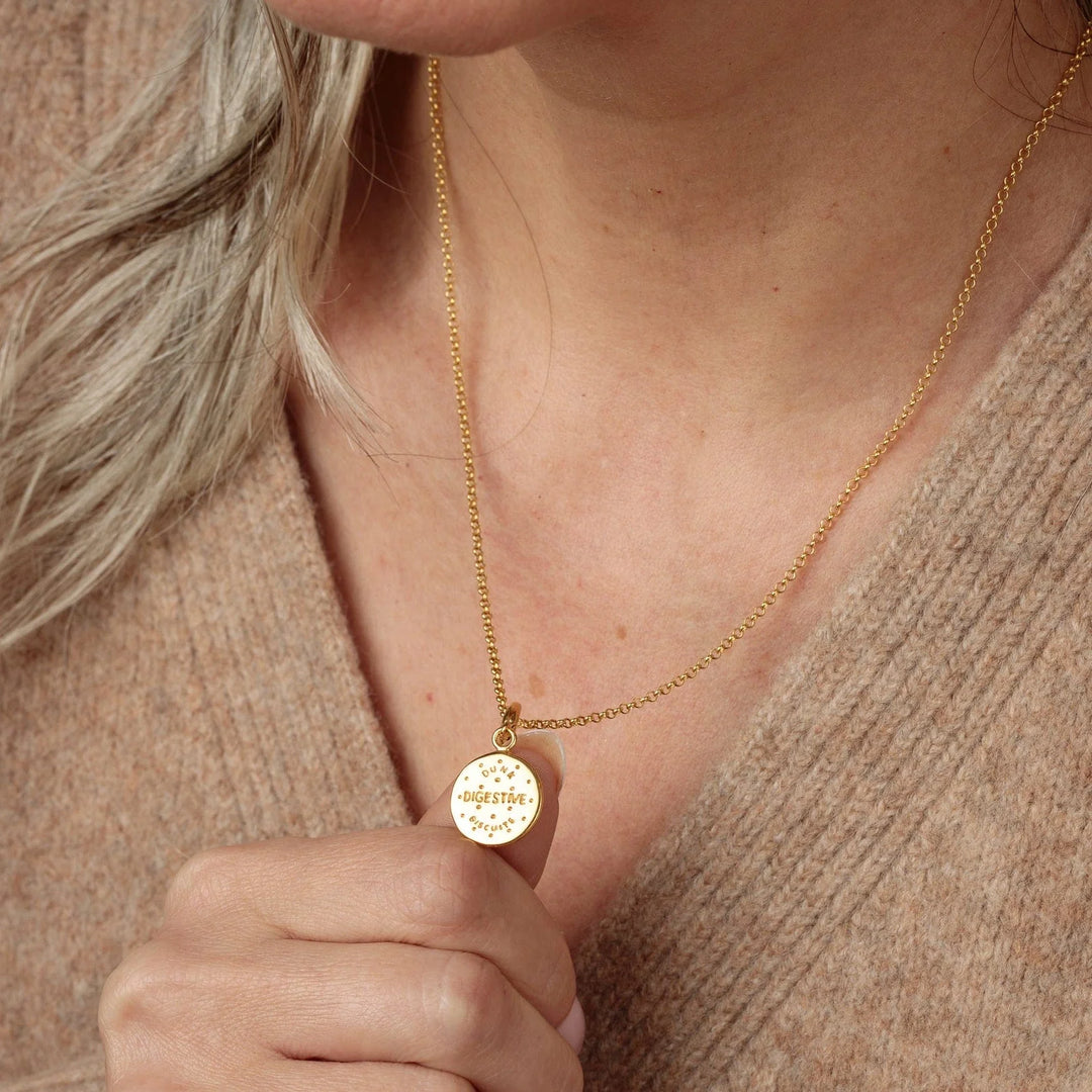Gold Plated Digestive Biscuit Necklace CNGDG-1