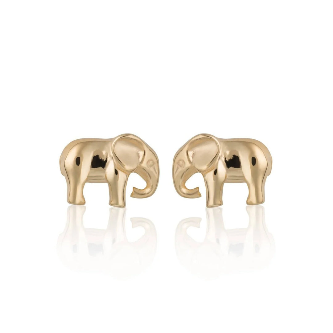 Gold Plated Elephant Stud Earrings SEGEL