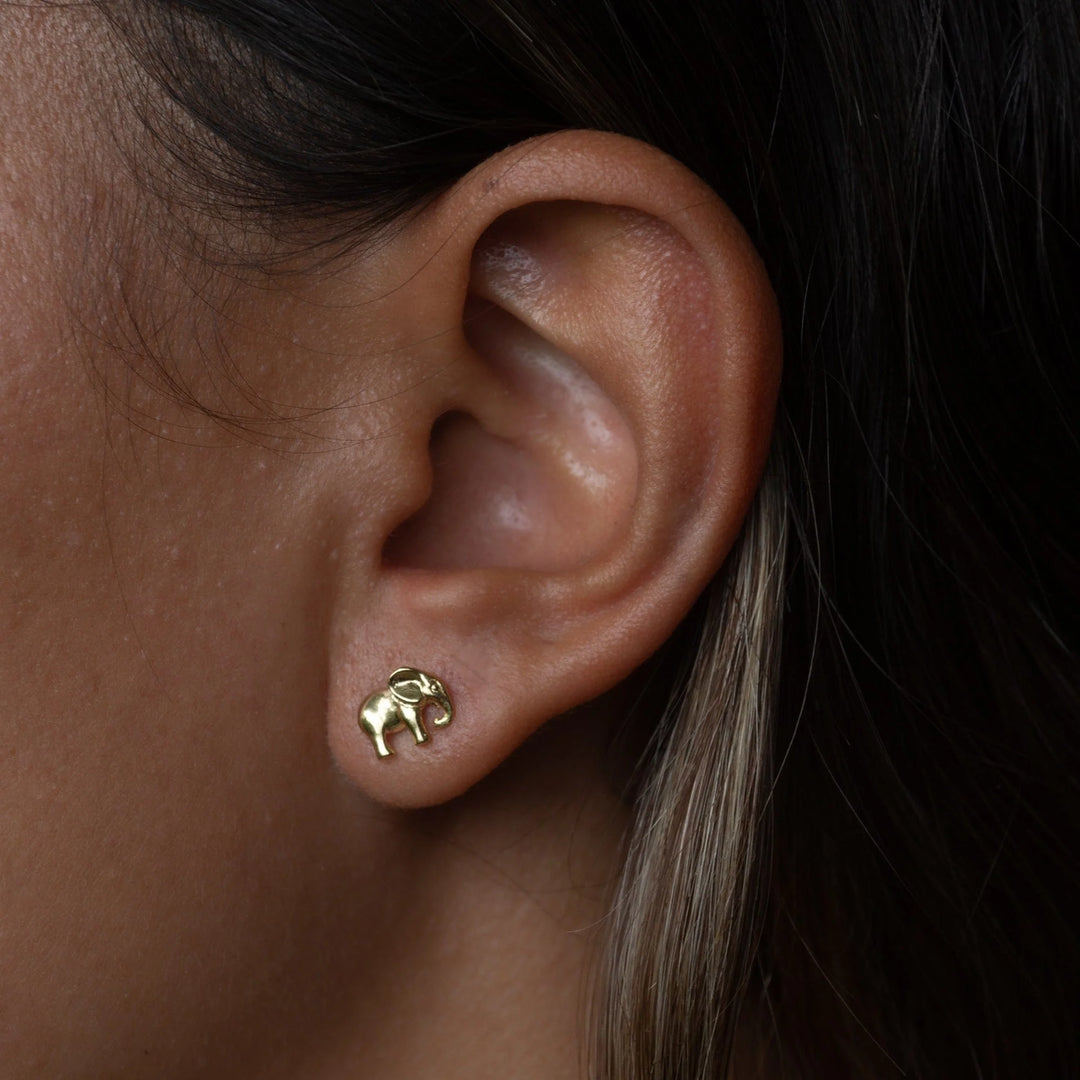 Gold Plated Elephant Stud Earrings SEGEL