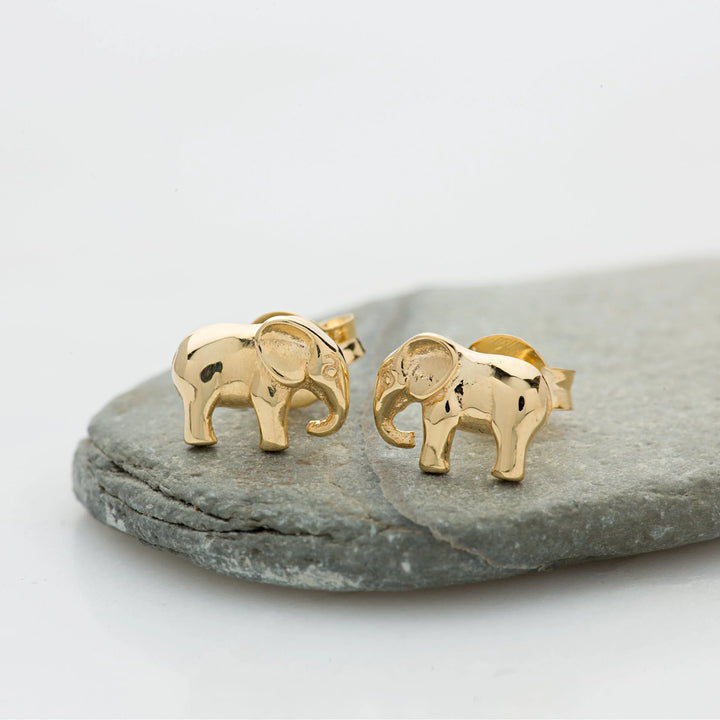 Gold Plated Elephant Stud Earrings SEGEL