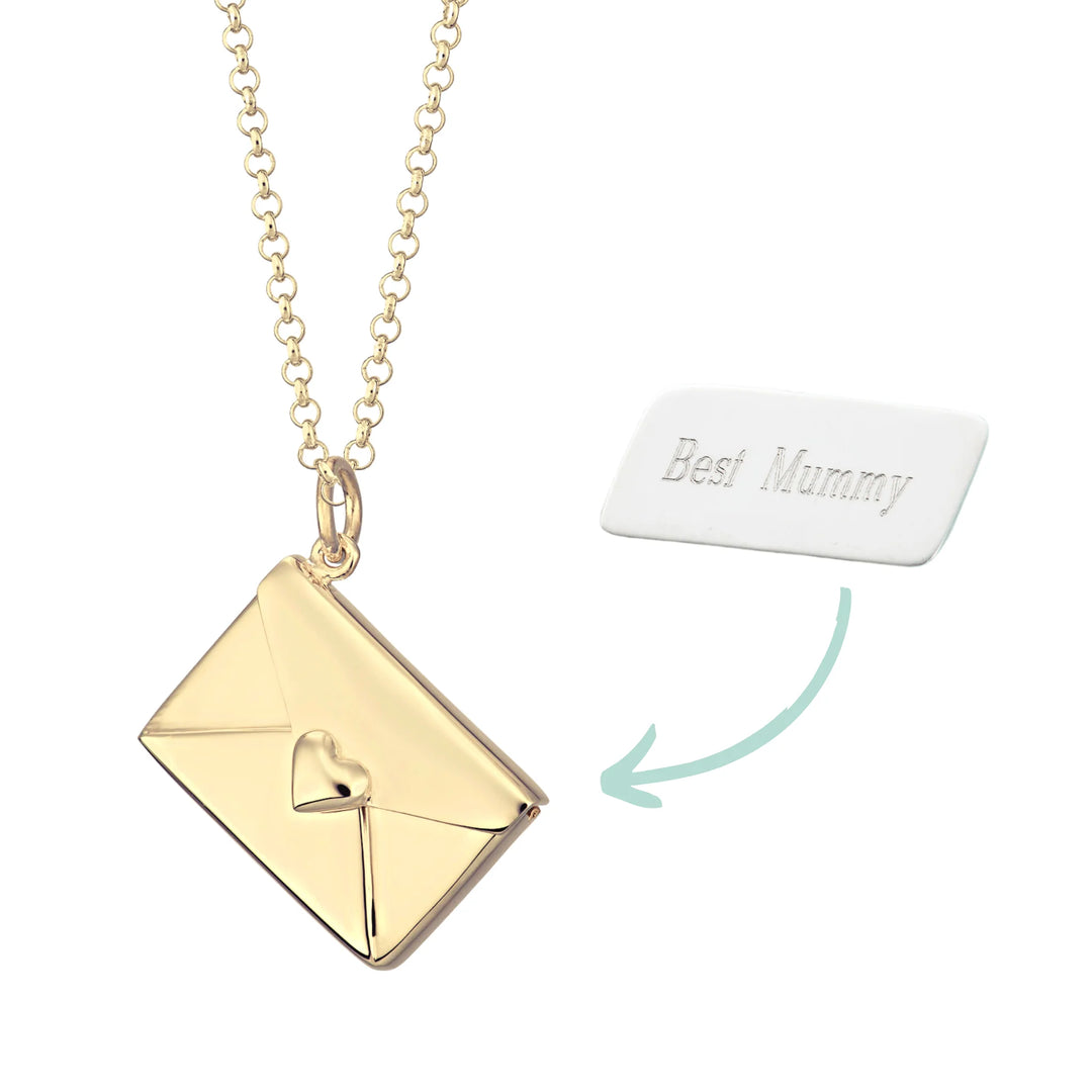 Gold Plated Envelope Necklace with Engraved Insert VCNGEV-1