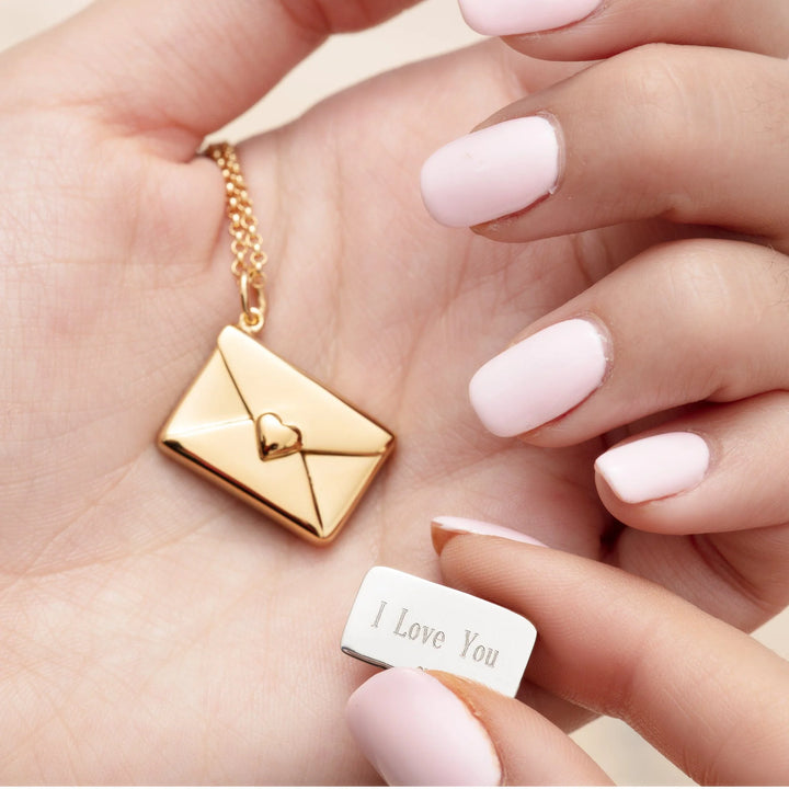 Gold Plated Envelope Necklace with Engraved Insert VCNGEV-1