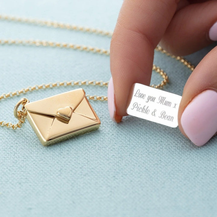 Gold Plated Envelope Necklace with Engraved Insert VCNGEV-1