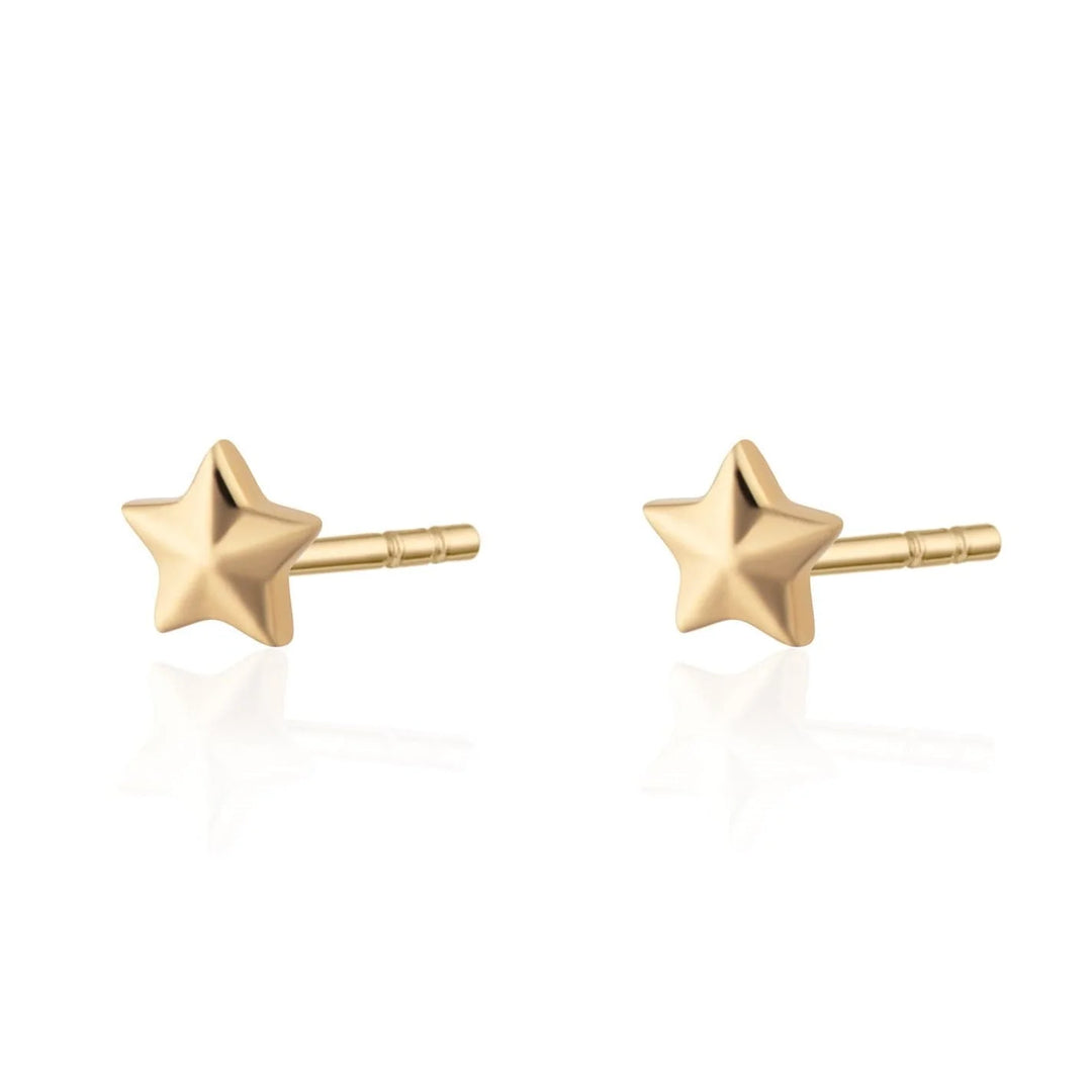 Gold Plated Faceted Star Stud Earrings SEGFSS