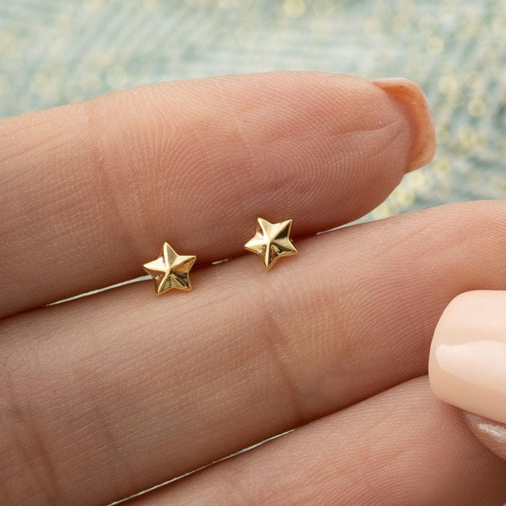 Gold Plated Faceted Star Stud Earrings SEGFSS
