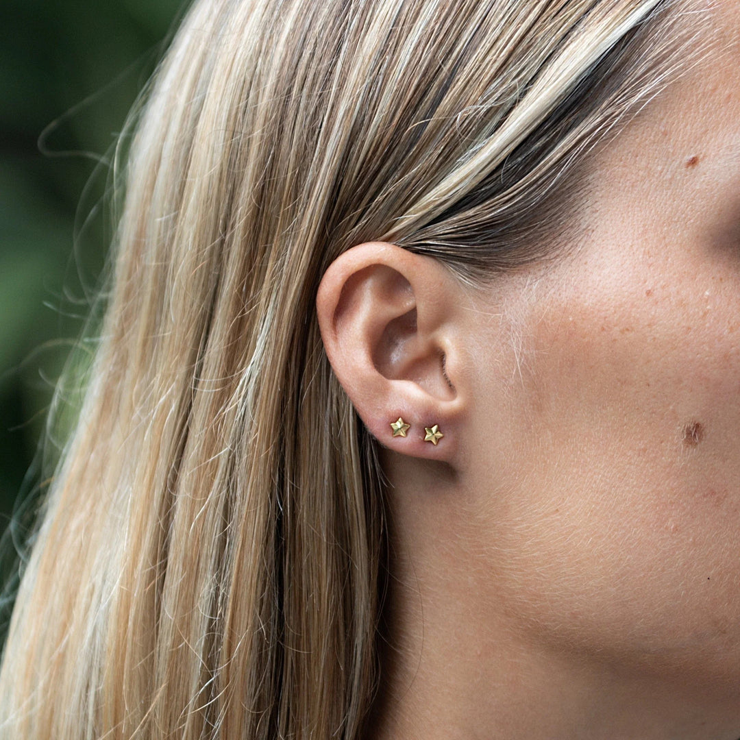 Gold Plated Faceted Star Stud Earrings SEGFSS